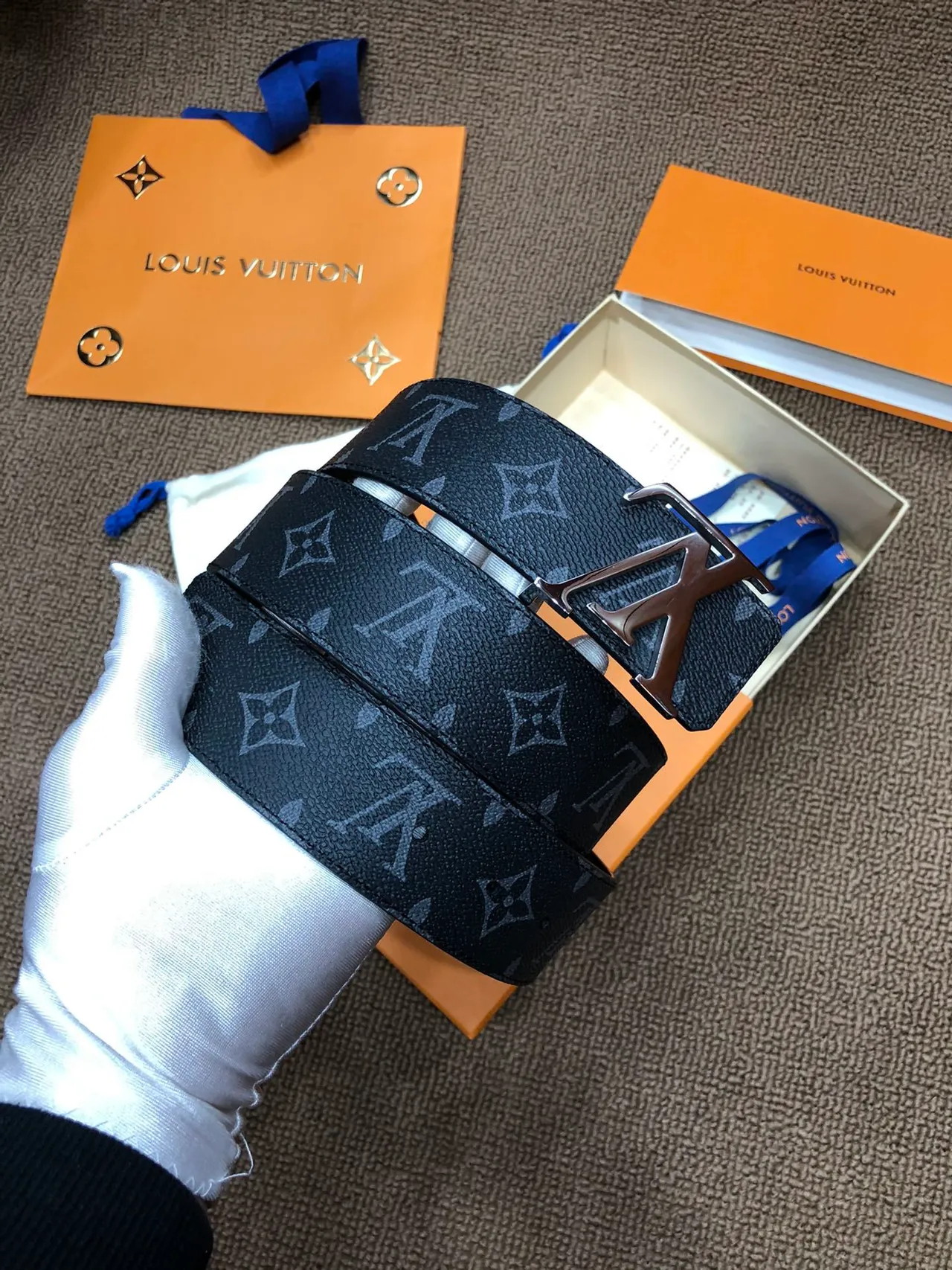 Louis Vuitton LV Initiales Black Monogram Leather Belt 8