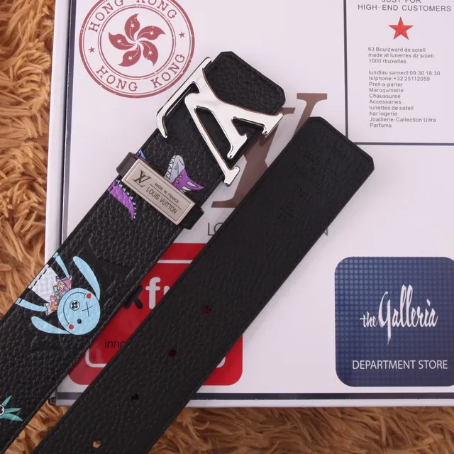 Louis Vuitton LV Initiales Graphic-Print Black Leather Belt 4