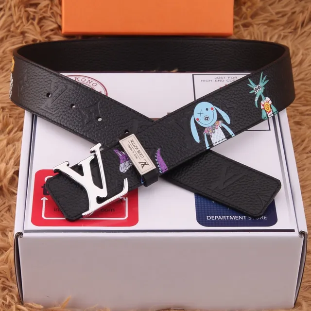 Louis Vuitton LV Initiales Graphic-Print Black Leather Belt 5