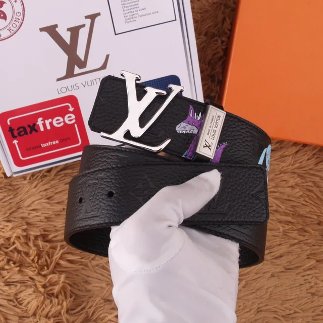 Louis Vuitton LV Initiales Graphic-Print Black Leather Belt 6