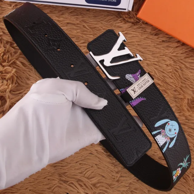 Louis Vuitton LV Initiales Graphic-Print Black Leather Belt 7