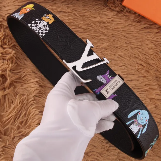 Louis Vuitton LV Initiales Graphic-Print Black Leather Belt 9