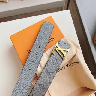 Louis Vuitton LV Initiales Gray Monogram Leather Belt