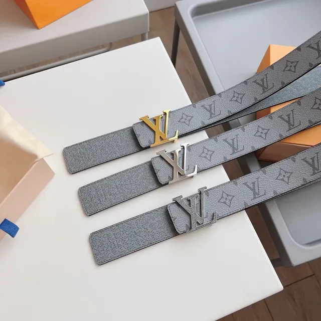 Louis Vuitton LV Initiales Gray Monogram Leather Belt 2