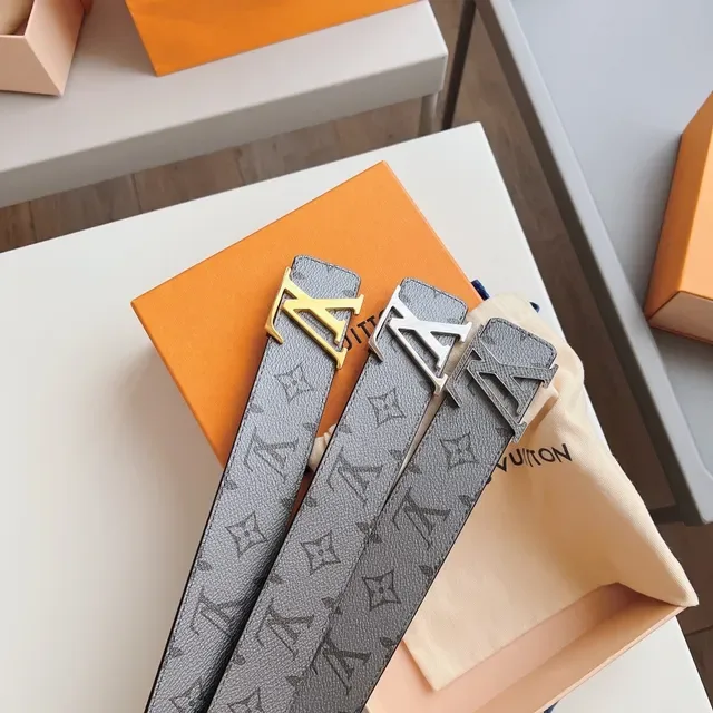 Louis Vuitton LV Initiales Gray Monogram Leather Belt 3