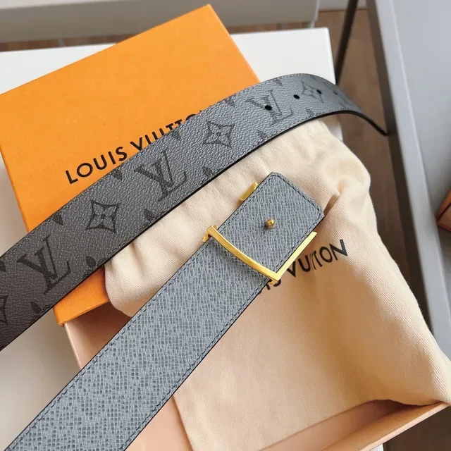 Louis Vuitton LV Initiales Gray Monogram Leather Belt 4