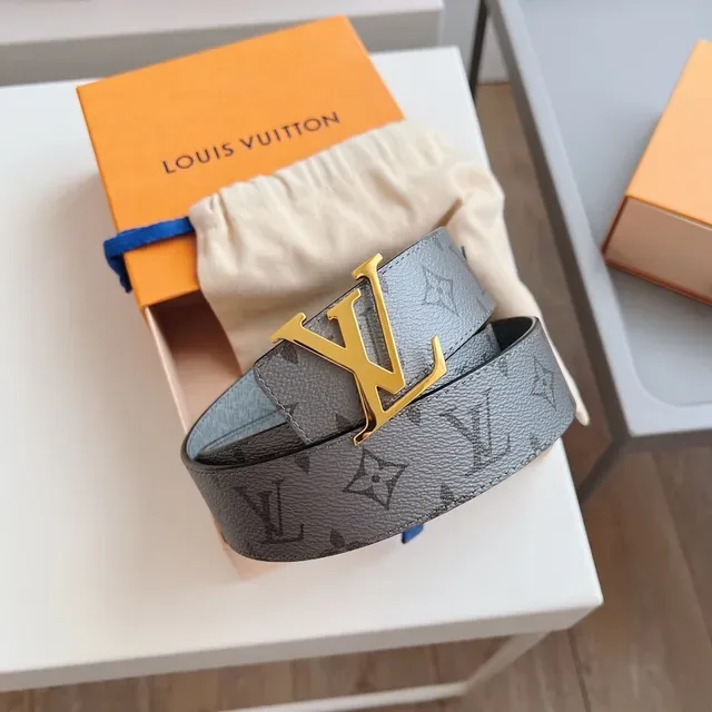 Louis Vuitton LV Initiales Gray Monogram Leather Belt 5