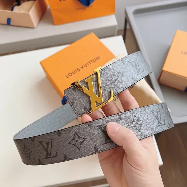 Louis Vuitton LV Initiales Gray Monogram Leather Belt 6