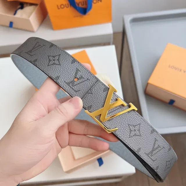 Louis Vuitton LV Initiales Gray Monogram Leather Belt 8