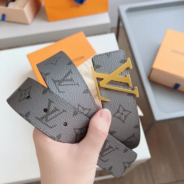 Louis Vuitton LV Initiales Gray Monogram Leather Belt 9