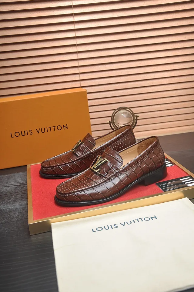 Louis Vuitton LV Loafer Brown Croc-Embossed Leather Loafer 4