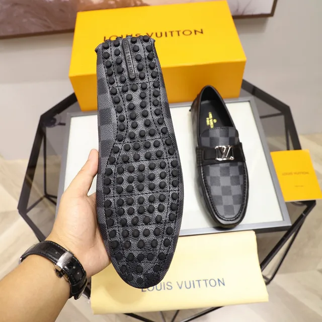 Louis Vuitton LV Loafer Damier Graphite Canvas Black Leather Loafers 3