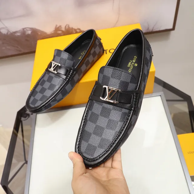 Louis Vuitton LV Loafer Damier Graphite Canvas Black Leather Loafers 4