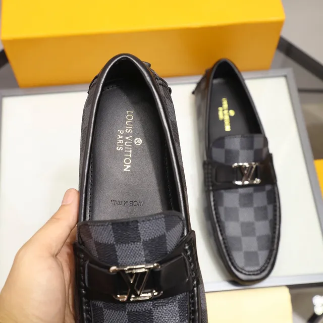 Louis Vuitton LV Loafer Damier Graphite Canvas Black Leather Loafers 5