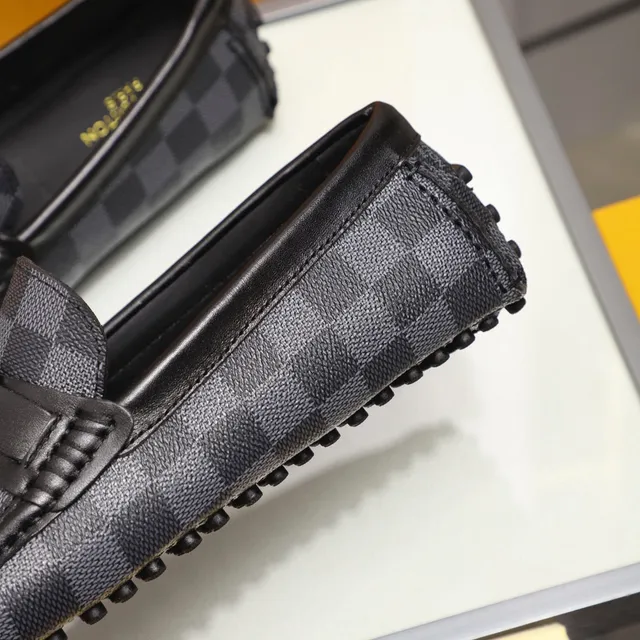 Louis Vuitton LV Loafer Damier Graphite Canvas Black Leather Loafers 6
