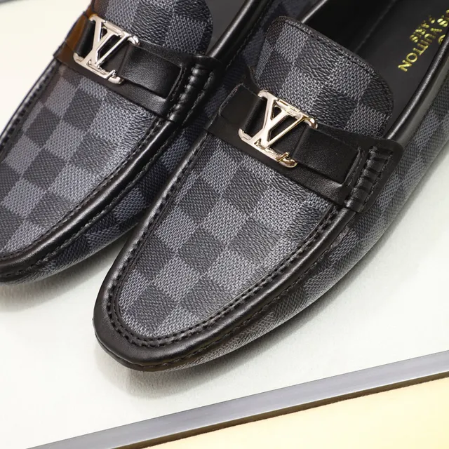 Louis Vuitton LV Loafer Damier Graphite Canvas Black Leather Loafers 7