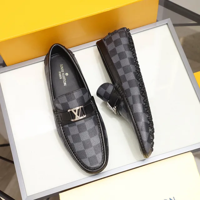Louis Vuitton LV Loafer Damier Graphite Canvas Black Leather Loafers 9
