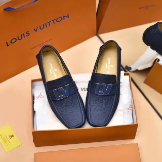 Louis Vuitton LV Loafer 海军蓝 金色 粒面皮革 金属 Logo 鞋带 Loafer