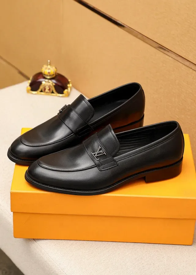Louis Vuitton LV Logo Buckle Black Leather Loafers 3