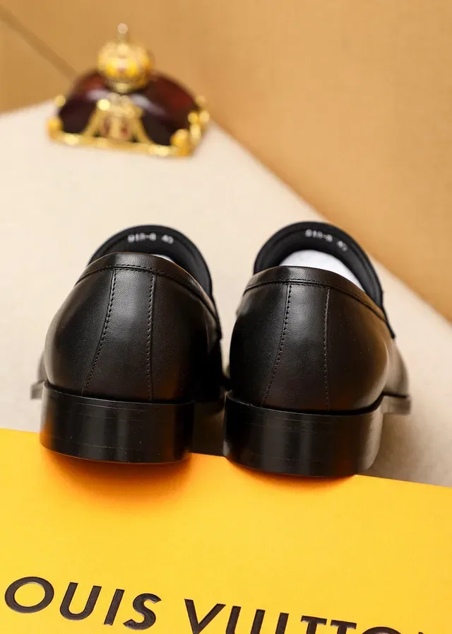 Louis Vuitton LV Logo Buckle Black Leather Loafers 8