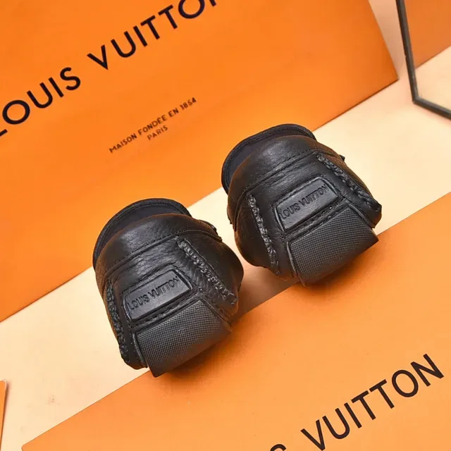 Louis Vuitton LV Logo Loafer Black Pebbled Leather Loafers 2