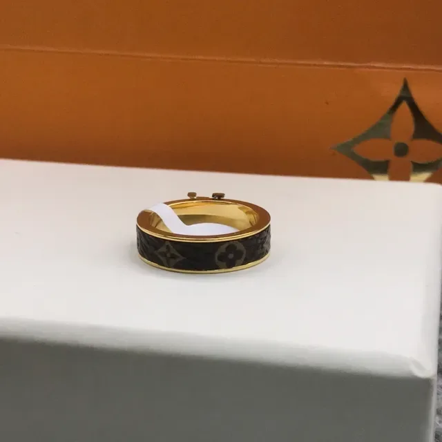 Louis Vuitton LV Ring Monogram Black and White Gold-Tone Rings 2