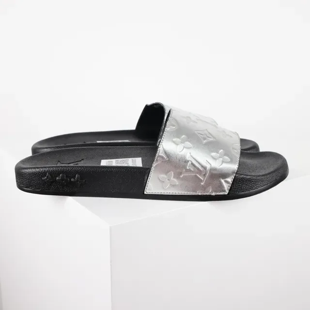 Louis Vuitton LV Slide Silver Monogram Strap Slippers 3