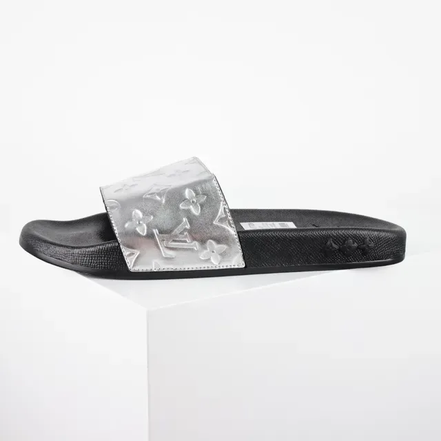 Louis Vuitton LV Slide Silver Monogram Strap Slippers 9