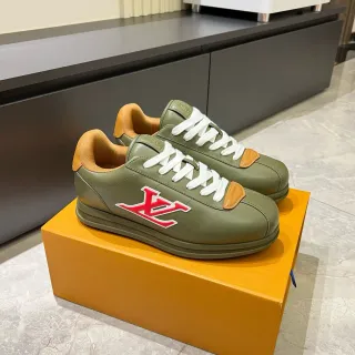Louis Vuitton LV Trainer Verde Militar Beige Oliva Cuero Logo Bordado Lifestyle Sneakers