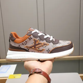 Louis Vuitton LV Trainer Beige Brown Monogram Canvas Oversized Stitched Logo Lifestyle Sneakers