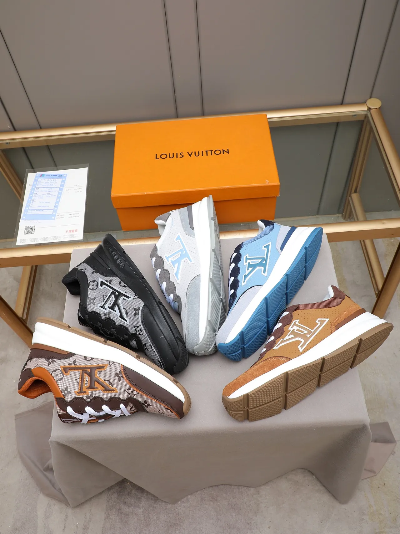 Louis Vuitton LV Trainer Beige Brown Monogram Canvas Oversized Stitched Logo Lifestyle Sneakers 2