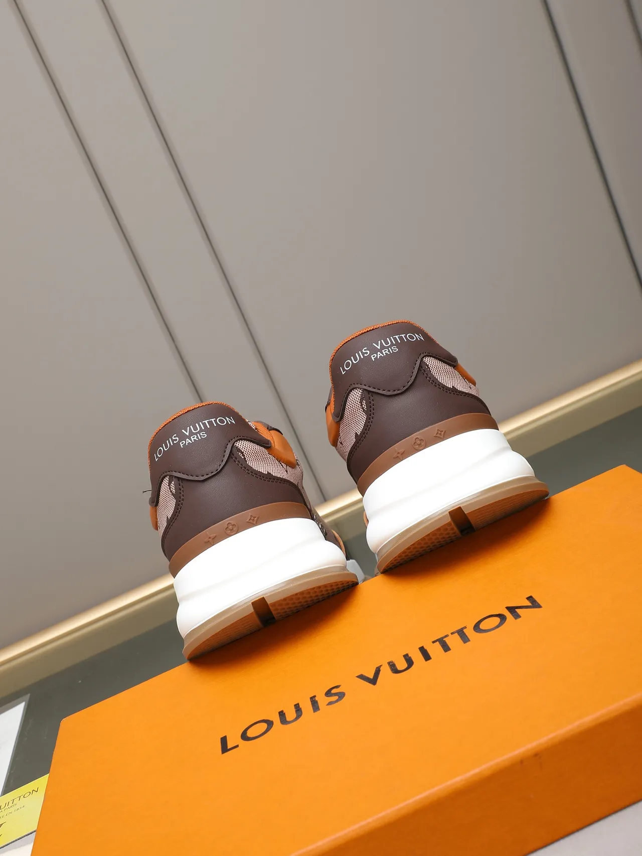 Louis Vuitton LV Trainer Beige Brown Monogram Canvas Oversized Stitched Logo Lifestyle Sneakers 4