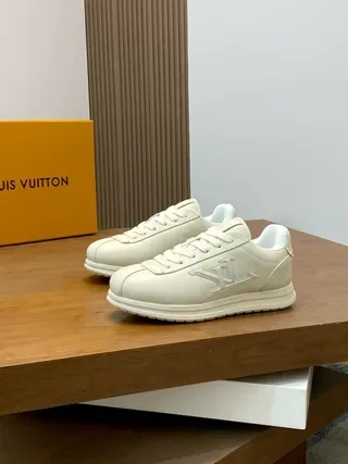 Louis Vuitton LV Trainer Beige Smooth Leather Low-Top Lifestyle Sneakers 3