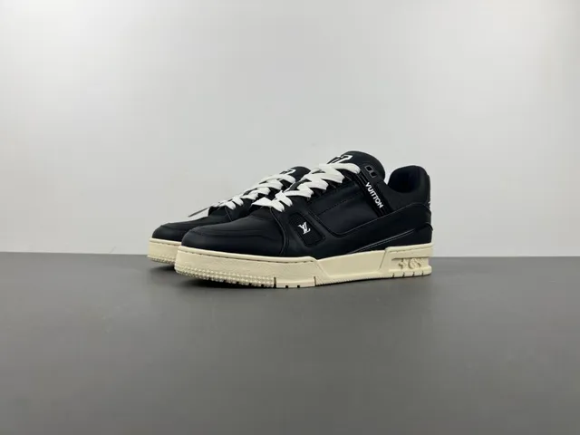 Louis Vuitton LV Trainer Black Beige Chunky Platform Sole Layered Upper Lifestyle Sneakers 9