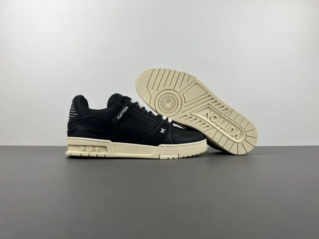Louis Vuitton LV Trainer Black Beige Chunky Platform Sole Layered Upper Lifestyle Sneakers 11