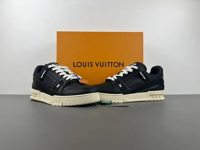 Louis Vuitton LV Trainer Black Beige Chunky Platform Sole Layered Upper Lifestyle Sneakers 12