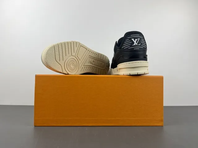 Louis Vuitton LV Trainer Black Beige Chunky Platform Sole Layered Upper Lifestyle Sneakers 15