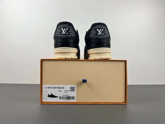 Louis Vuitton LV Trainer Black Beige Chunky Platform Sole Layered Upper Lifestyle Sneakers 16