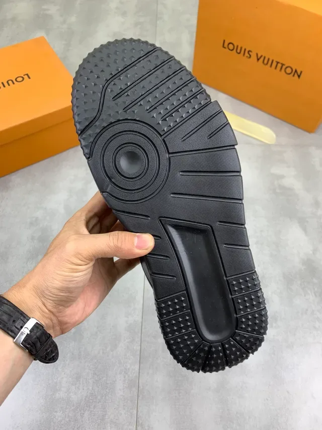 Louis Vuitton LV Trainer Black Brown Chunky Platform Sole Monogram Leather Overlay Lifestyle Sneakers 2