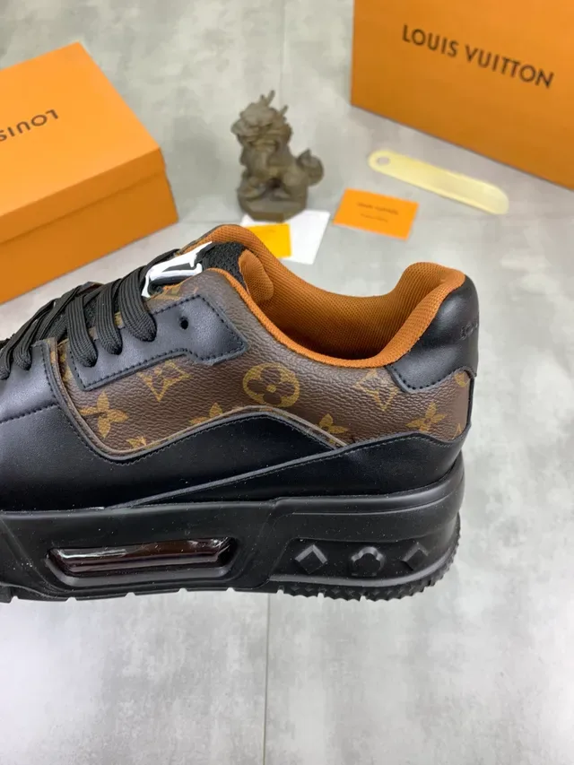 Louis Vuitton LV Trainer Black Brown Chunky Platform Sole Monogram Leather Overlay Lifestyle Sneakers 4