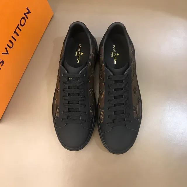 Louis Vuitton LV Trainer Black Brown Monogram Canvas Leather Overlays Lifestyle Sneakers 3