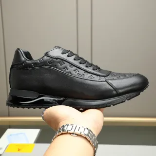Louis Vuitton LV Trainer Black Monogram-Embossed Leather Low-Top Lifestyle Sneakers