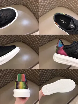 Louis Vuitton LV Trainer Black Multicolor Monogram-Embossed Leather Iridescent Heel Panel Lifestyle Sneakers 5
