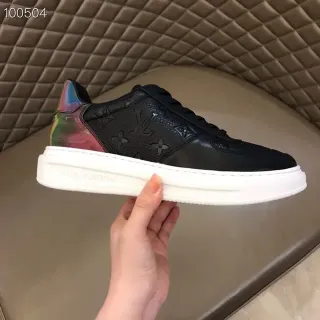 Louis Vuitton LV Trainer Negro Multicolor Monogramado Cuero Iridiscente Tabla de Talón Lifestyle Sneakers