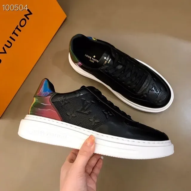 Louis Vuitton LV Trainer Black Multicolor Monogrammed Leather Iridescent Heel Tab Lifestyle Sneakers 7