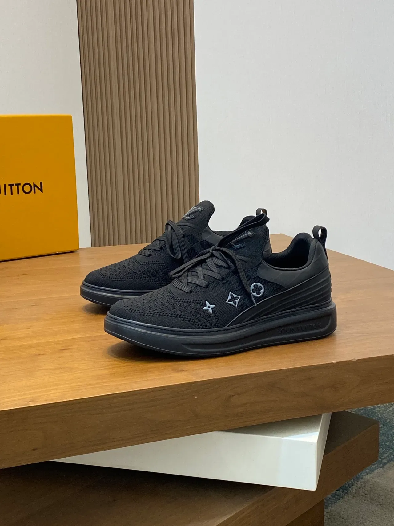 Louis Vuitton LV Trainer Black Silver Knit Monogram Upper Sculpted Rubber Sole Lifestyle Sneakers 5