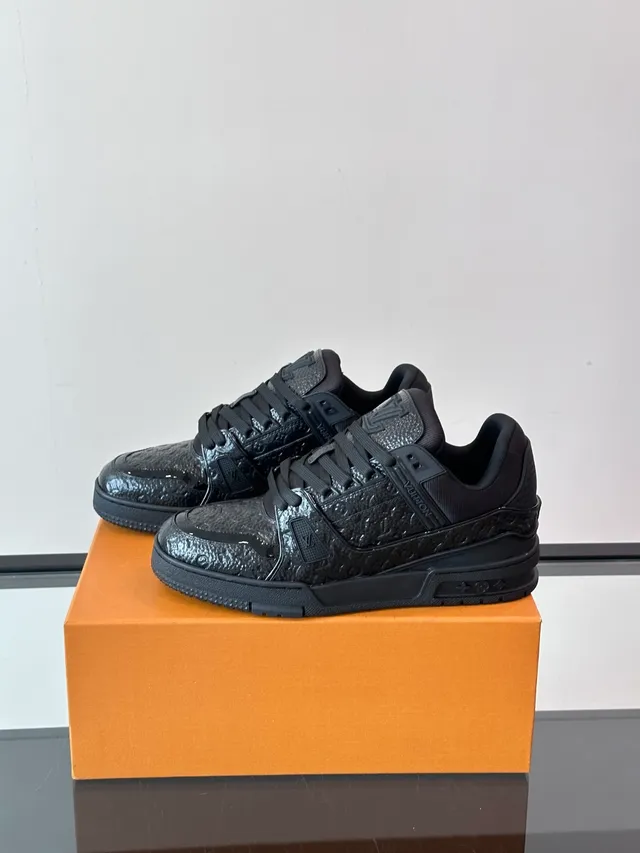 Louis Vuitton LV Trainer Black Textured Patent Leather Upper Sculpted Chunky Sole Lifestyle Sneakers 5