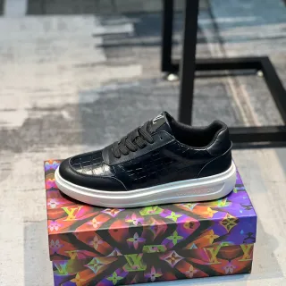 Louis Vuitton LV Trainer Black White Croc-Embossed Leather Low-Top Lifestyle Sneakers