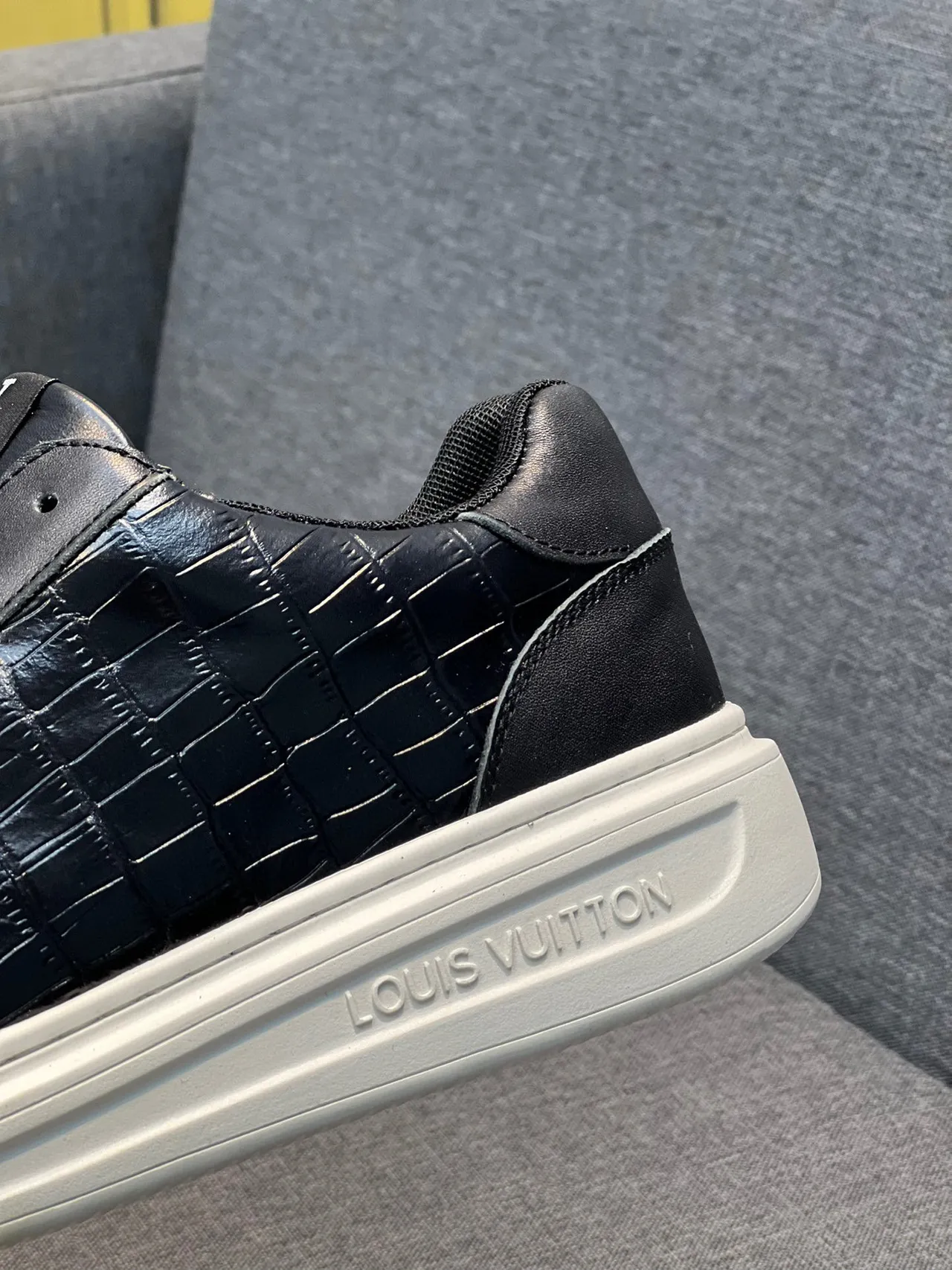 Louis Vuitton LV Trainer Black White Croc-Embossed Leather Low-Top Lifestyle Sneakers 9