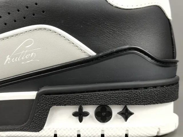 Louis Vuitton LV Trainer Black White Layered Leather Asymmetric Strap Lifestyle Sneakers 8